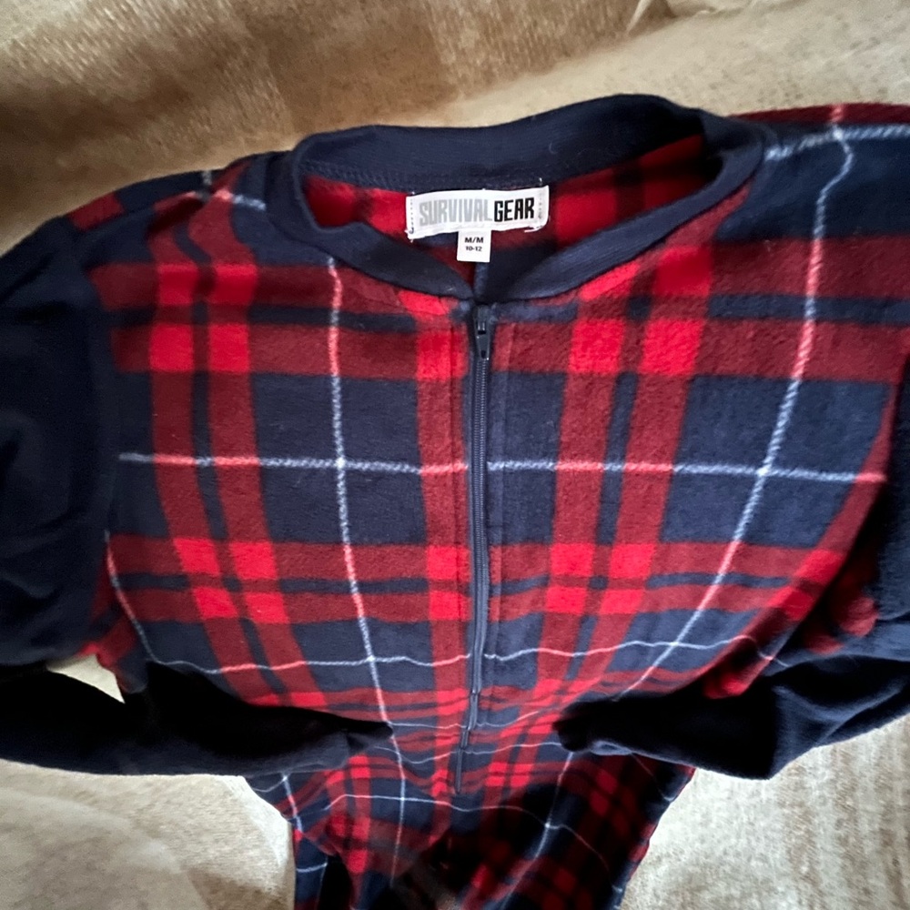 Survival Gear Red and Black Plaid Onesie
